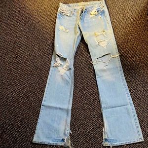 Hollister Light Blue Distressed Flare Jeans